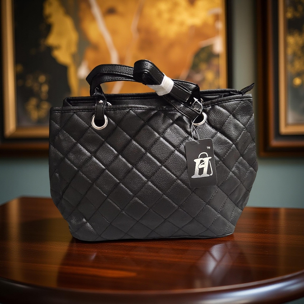 New Black Quilted Tote Bag